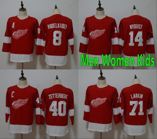 

Men Women Youth Kids Detroit Red Wings 8 Justin Abdelkader 14 Gustav Nyquist 40 Henrik Zetterberg 71 Dylan Larkin Red Jerseys All Stiched