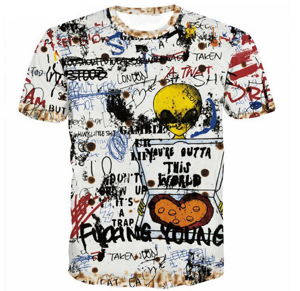 

2018 New Fashion Men / Women novelty Graffiti Sentence T-Shirt Summer 3D T-Shirt Y019