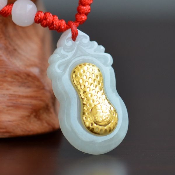 

peanut hetian jade necklace for men women pendant jade good quality gift for lovers couple, Silver