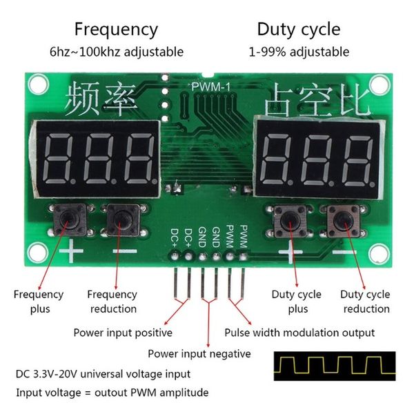 Freeshipping Quadratischer Rechteckwellensignalgenerator PWM-Pulsfrequenz-Arbeitszyklus Einstellen 5V 9V 12V DC