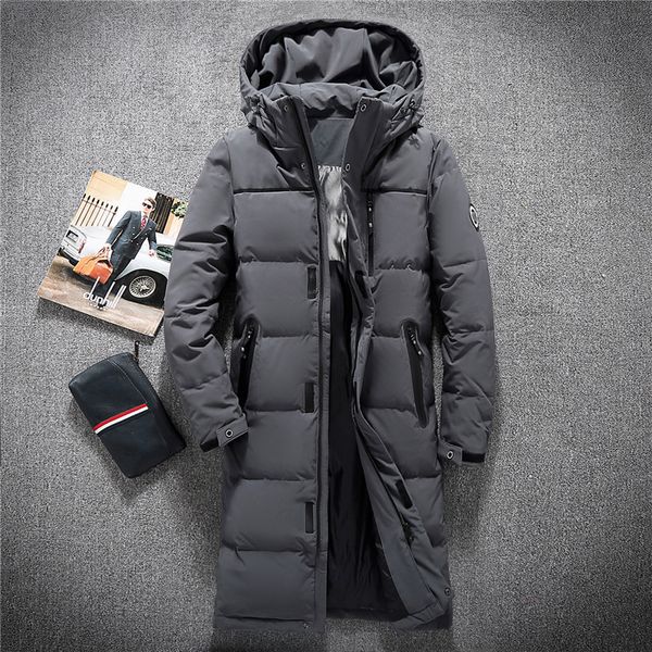 

2017 new fashion autumn winter outwear down jacket men windproof waterproof duck down parka male x-long thick warm coat, Black