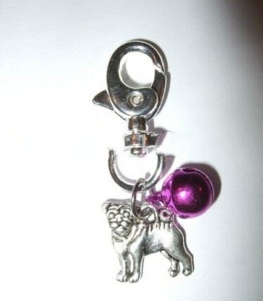 

горячие 40pcs/лот мода старинные серебряные мопс dogbell очарование застежкой омар брелок подарки fit ключевые круг ювелирные изделия аксесс, Slivery;golden