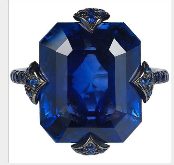 

european and american ladies' dark sapphire rings, Silver
