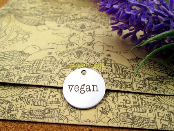 

whole sale20pcs--20mm stainless steel circle round "vegan " different shapes diy charms pendants, Bronze;silver