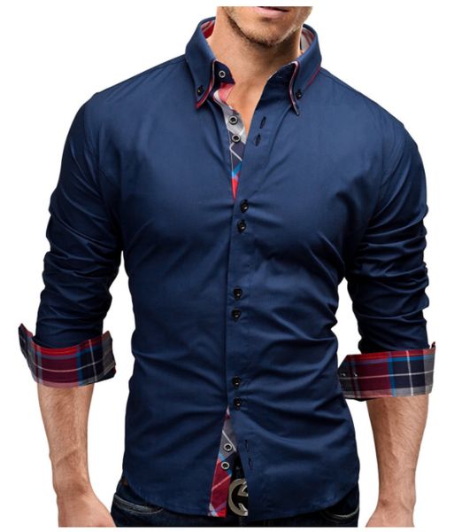 

fashion male shirt long-sleeves double collar business shirt mens dress shirts slim men 3xl 5y8x, White;black
