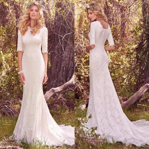2018 Vintage Country Wedding Dresses With Half Long Sleeves