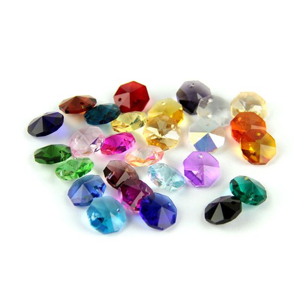 

mixed color 14mm octagon crystal beads with one hole for wedding chandelier pendant beautiful