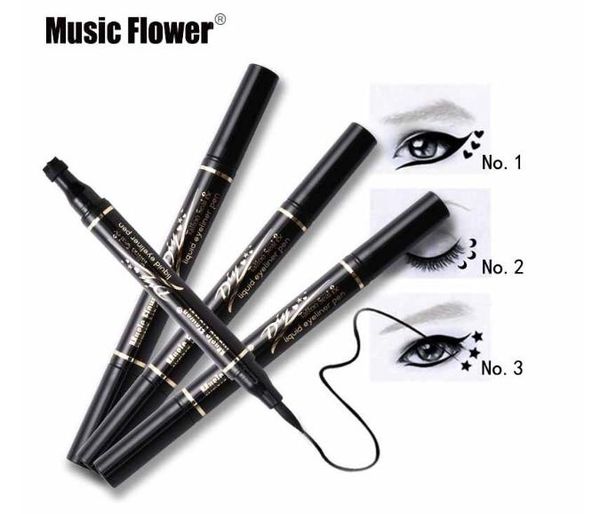 

makeup brand music flower stars moon heart pattern eyeliner durable cool black liquid with a fun tattoo seal.
