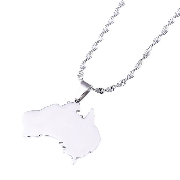 

stainless steel the commonwealth of australia map pendant & necklaces for women aus country maps jewelry, Silver