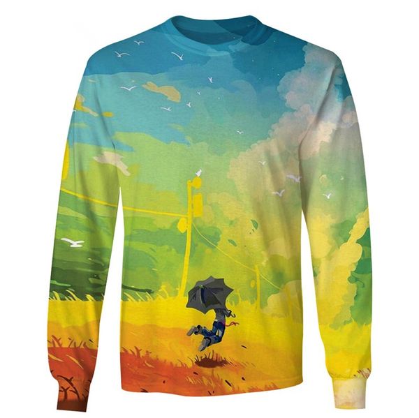 

новейшая мода граффити зонтик масляная краска последний harajuku стиль мужчины / женщины смешные 3d печатных толстовка стиль мода повседневн, Black