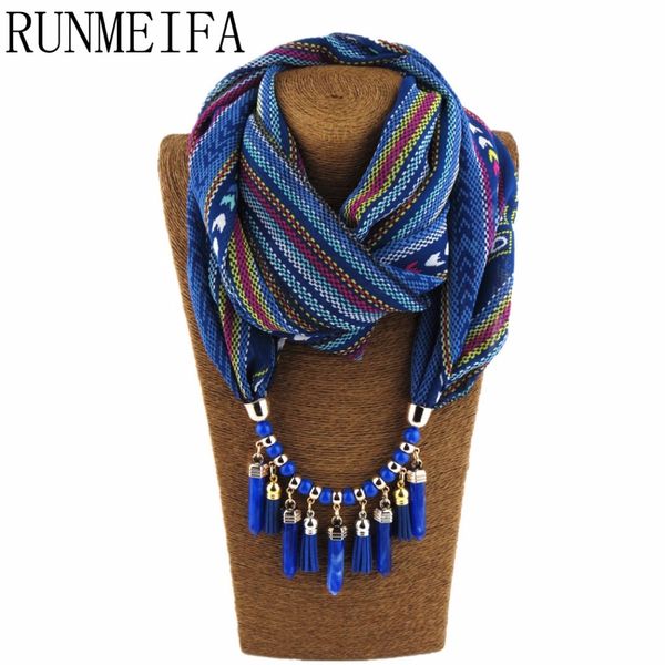 

runmeifa] spring summer style warm scarf charm shawl water drop pendant acrylic necklace wraps jewelry 7 colors vintage, Blue;gray