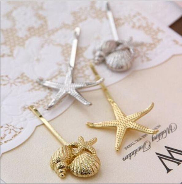 Pinos de cabelo Fashion Starfish Metal Clipes Pin Sappin Acessórios para Mulheres Girls Clipe Barrete Peluda Ornamentos Tiara