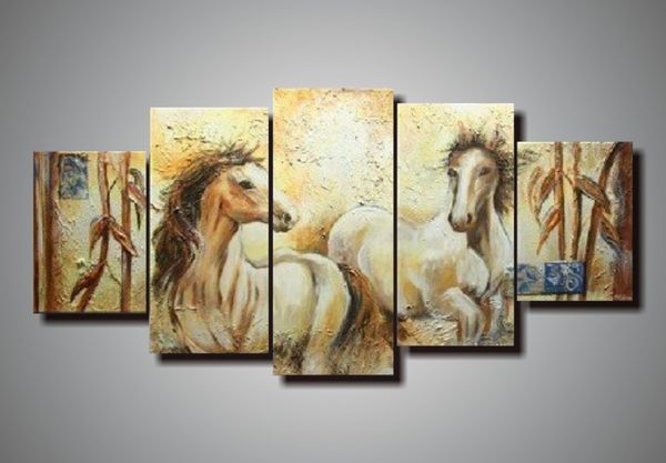 

ручная роспись искусство 5 шт. холст абстрактная лошадь живопись на холсте висит стены искусства декора гостиной украшения