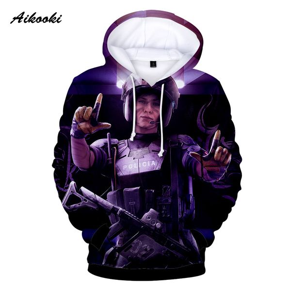 

aikooki rainbow six siege hoodies 3d men/women hoodie sweatshirt hoody 3d print pullovers hoodies boys/girls thin, Black