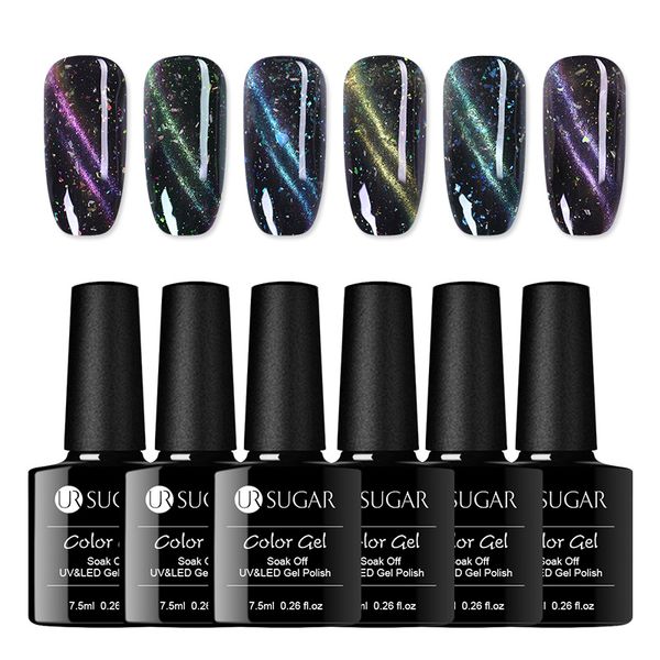 

ur sugar glow glitter magnetic gel magnet cat eye nails gel polish soak off uv led varnish nail art lacquer 7.5ml, Red;pink