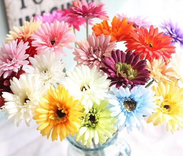 Acheter Bouquet De Mariée De Fleurs En Soie Fleurs Artificielles De Marguerite Africaine Automne Vif Feuille Faux Bouquets De Fleurs De Mariage Pour