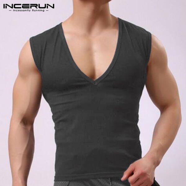 

new 2018 men' summer vest musculation bodybuilding slim fit deep v-neck tank men t-shirt basic tees -3xl, White;black