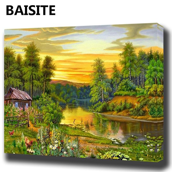 

baisite diy framed oil painting by numbers flowers pictures canvas painting for living room wall art home decor e993