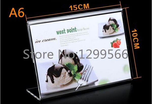 

a6 l-shape advertising tag sign card display stand acrylic table desk menu price label holder stand promotional cards