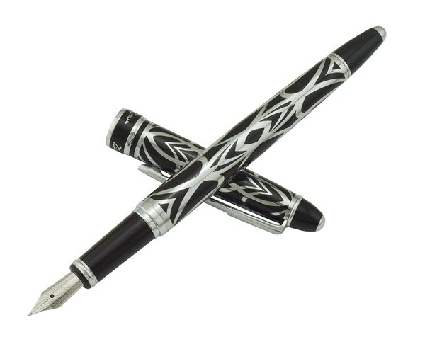 

picasso 901 fountain pen amorous feeling of paris 18kgp fine nib black & silver office business school writing gift pen