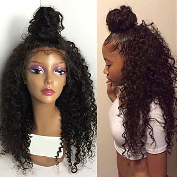 Synthetic Lace Front Wig Kinky Curly Layered Haircut For Black