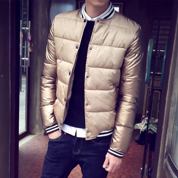 

2018 new men's autumn and winter coat cotton padded jackets down thick warm male fashion jacket slim youth, Black