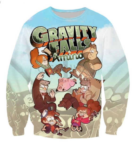 

новый популярный мультфильм тяжести падений кофты мужчины женщины 3d печати смешные толстовки harajuku стиль с длинным рукавом уличная топы, Black