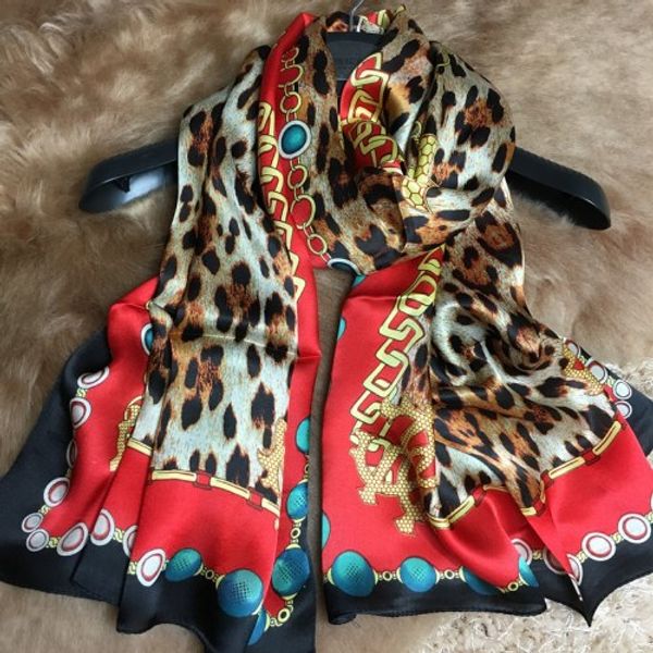 

Новый дизайн женщин длинный шарф 100% шелк три цвета печати леопарда зерна дизайн р