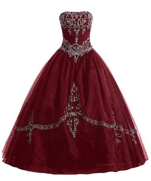 

2020 embroidery ball gown quinceanera dresses beaded crystal formal party gown vestidos de 15 anos qc1278, Blue;red