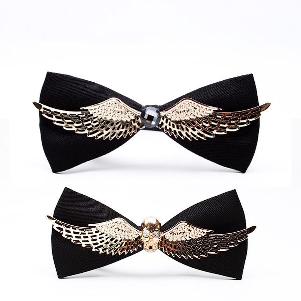 

2018 men women fashion bow tie wedding neck ties skull bowtie wing neckties pajaritas de madera hombre noeud papillon vlinderdas, Black;blue