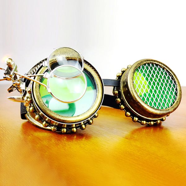 

round punk sunglasses men/women green lens sun glasses for halloween prop cosplay party glasses vintage eyewear, White;black