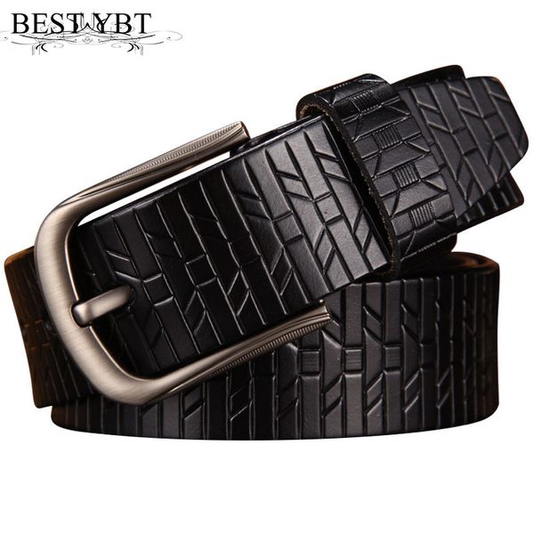 

ybt men belt imitation leather embossing men belt business affairs casual simple alloy pin buckle, Black;brown