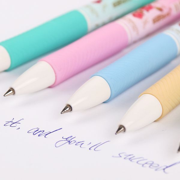 

b-567g stationery store 0.5mm blue ink ballpoint pen cute flexible pens for student school office supplies 4 pcs, Blue;orange