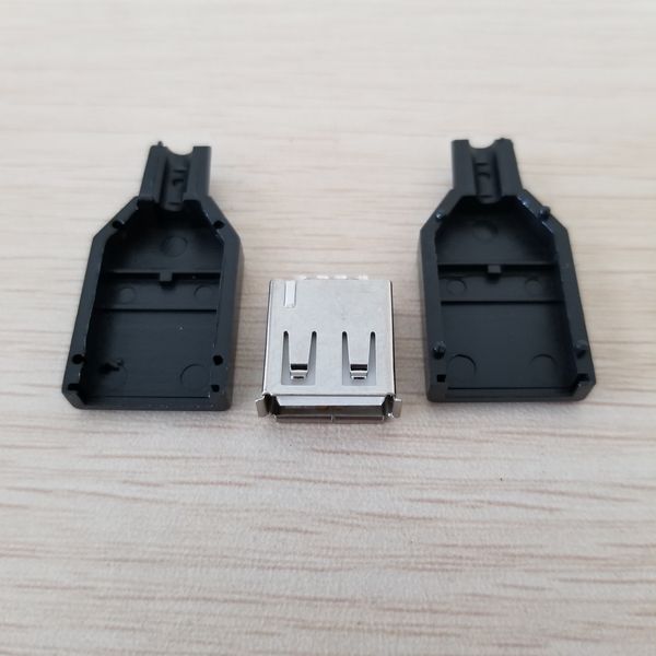 

10 компл./лот usb 2.0 тип a женский адаптер с корпусом diy разъем черный