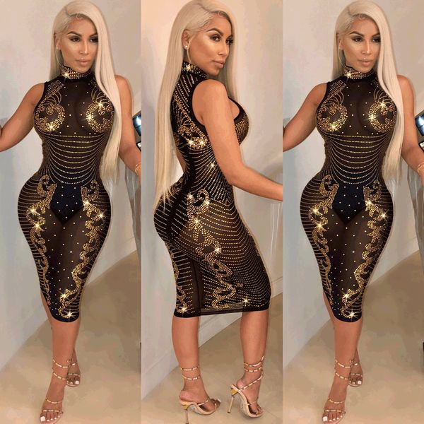 

perspective slim big diamond bright diamond zipper bag hip skirt nightclub skirt women's party dresses, White;black
