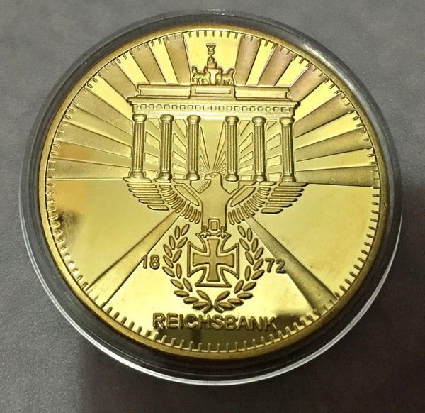 A ordem da amostra, 1872 Reichsbank Alemão Ferro Cross Eagle Coin, Plating 24k Moeda de Ouro