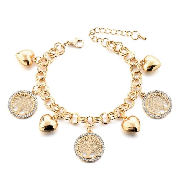 

szelam 2018 new rhinestone charm bracelets tree of lifet charming heart bracelets & bangles for women sbr180093, Golden;silver