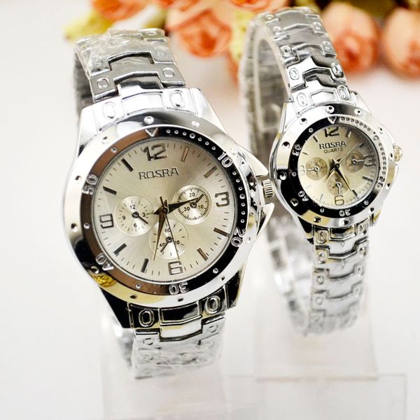 

fashion white couple watches, a pair of korean version of the trend steel belt lovers watch men watch waterproof quartz, Slivery;brown