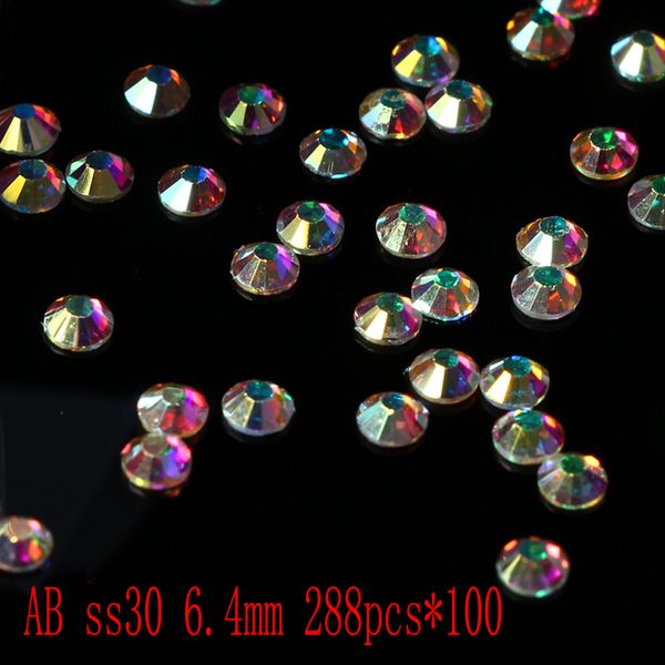 

wholesale rhinestones new ab ss30 28800pcs 6.4mm crystal color non ix rhinestones for nails flatback nail art decorations, Silver;gold