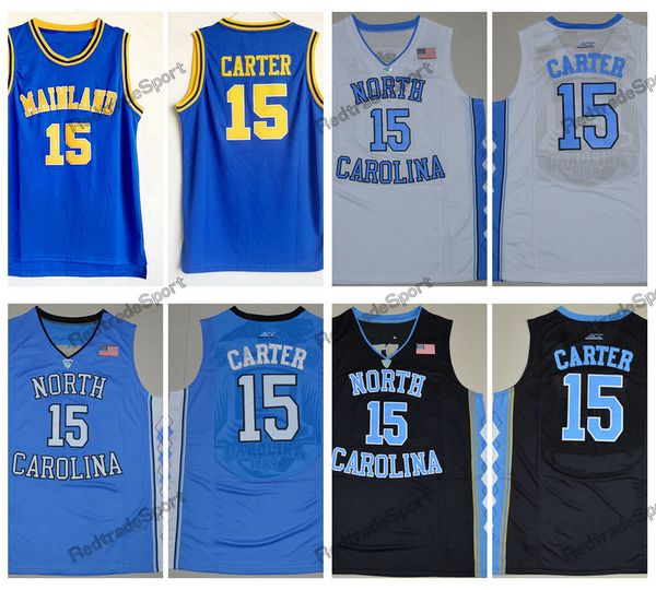 

mens vintage vince carter #15 mainland high school basketball jerseys vince carter north carolina tar heels college stitched shirts, Black