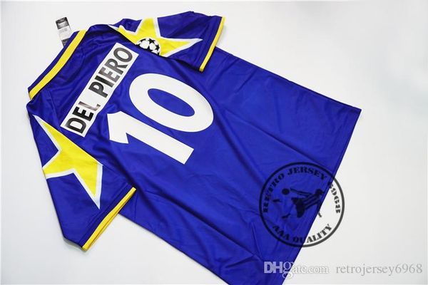 

1995-1996 del piero retro soccer jersey old calssical shirts, Black;yellow