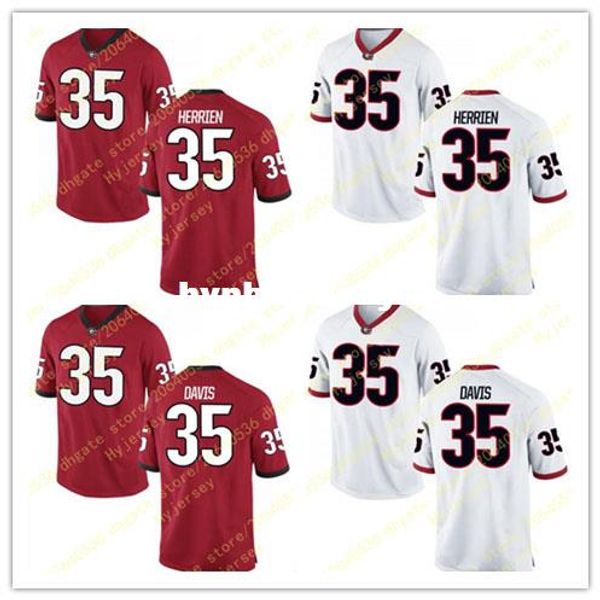 

men's 35 aaron davis jersey #35 brian herrien georgia bulldogs alumni stitched black red white football jerseys big and tall for sale