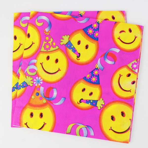 

wholesale kid girl smile face theme birthday party decoration kids supplies favors napkins 20pcs/lot event party supplies