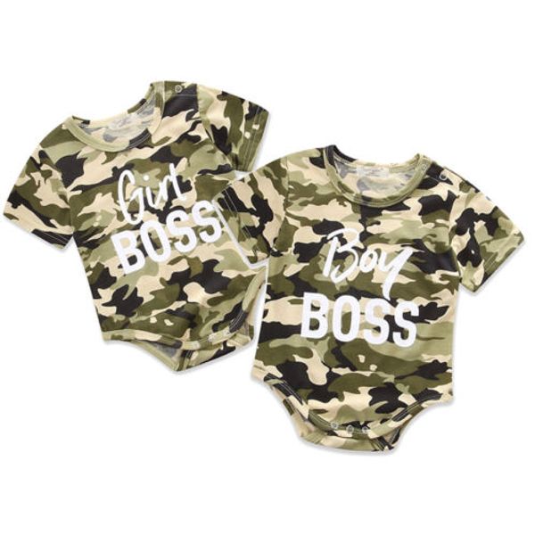 

camo summer newborn baby girl boy romper jumpsuit clothes outfit, Blue