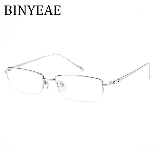 

binyeae slim ultra light eyeglasses pure titnaium men myopia glasses frames, Silver