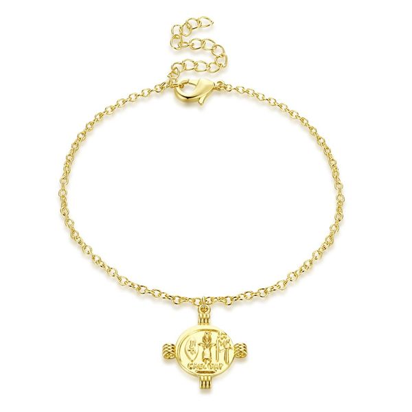 

hemiston fashion classic plated gold holy mother cross pendant bracelets bangle for women men gift wholesale akh013, Golden;silver