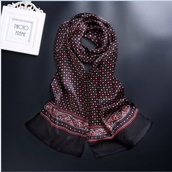 

new vintage silk men cravat scarf fashion paisley check flowers pattern print 2 layer dot pure silk satin neckerchiefs 60 color40, Blue;gray