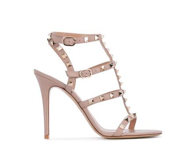 

портной сделал * высокое качество!u569 34/40 натуральная кожа заостренные заклепки каблуки сандалии V насосы роскошные designer9 / 7 см мода обувь 2018 5302