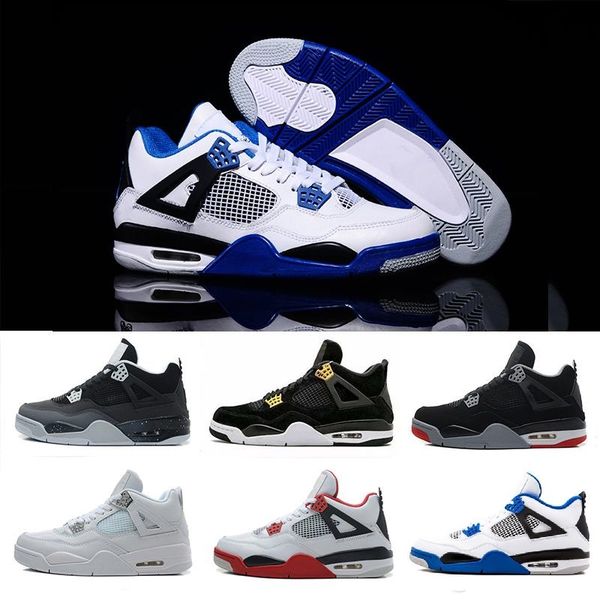 

4s Classic 4 Basketball Shoes pure money motorsport Bred Oreo white cement Military blue black cat thunder men women Sports Shoes