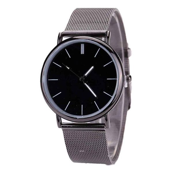 

casual women men lovers watches metal mesh band clock black dial fashion quartz wrist watch creative jun21, Slivery;brown